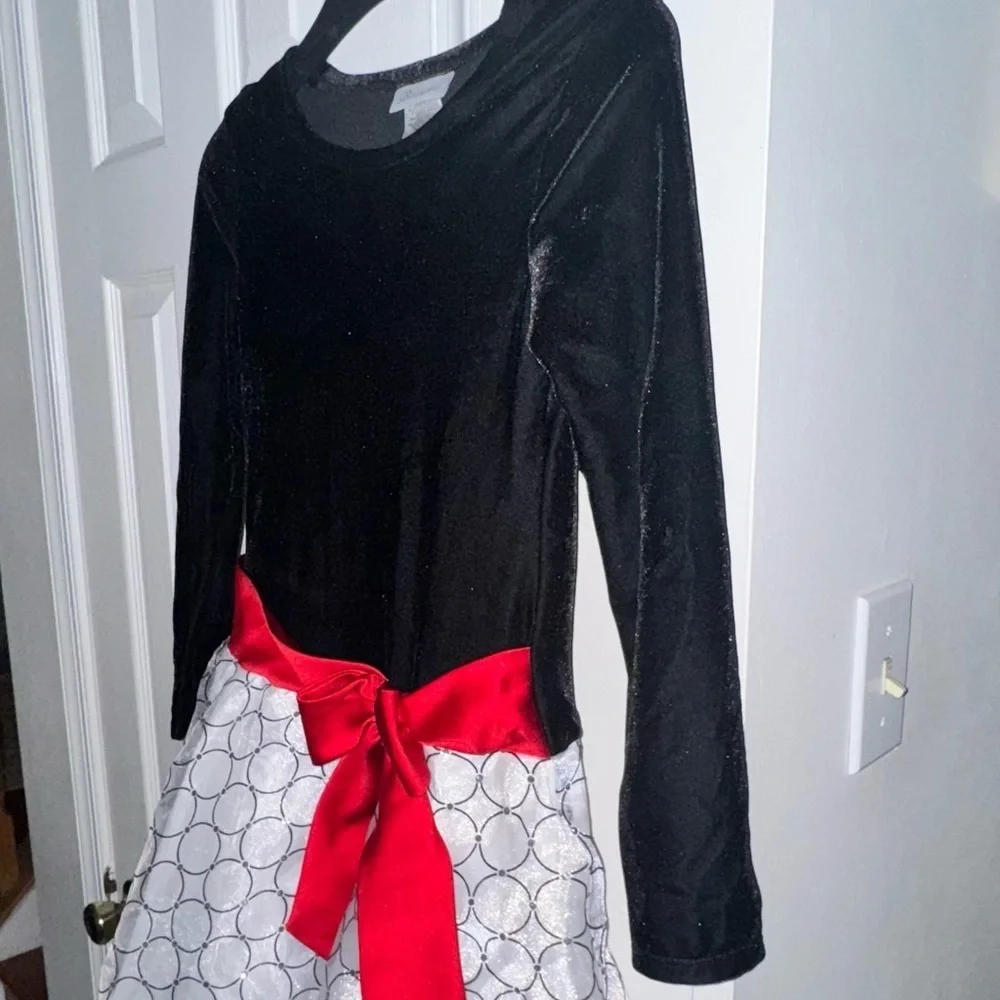 Bonnie Jean Black and White Dance Costume with Red Accent